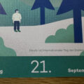 Kalenderblatt zum 21. September mit einer Illustration und dem Hinweis „Heute ist Internationaler Tag der Dankbarkeit“